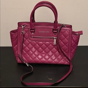 MICHAEL KORS Selma Zip Quilt Leather Purse Satchel
